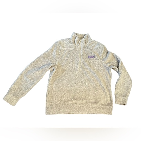 Women’s Vineyard Vines Cream Sherpa 1/4 Zip Pullover Size Medium - Picture 1 of 7